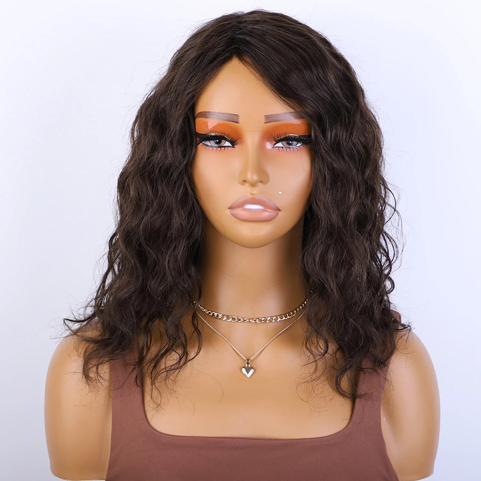 Top Human Hair Wigs Short Pixie Cut Natural Brown Multi Parting 100% Real Human Hair Wigs Perruques Cheveux Humains High Quality