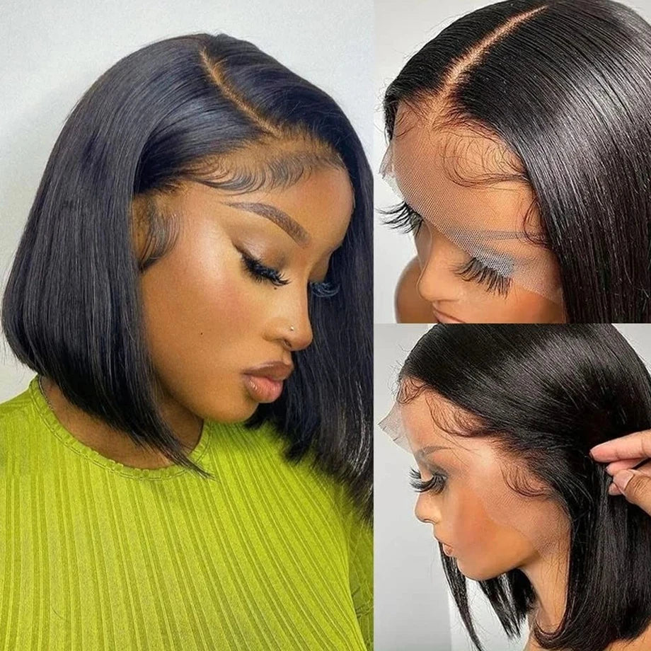 Human Hair Lace Frontal Wig Bob Hair Wig Humain Hair Straight Short Bob Lace With Baby Hair T Part For Women Pre Plucked YARRA