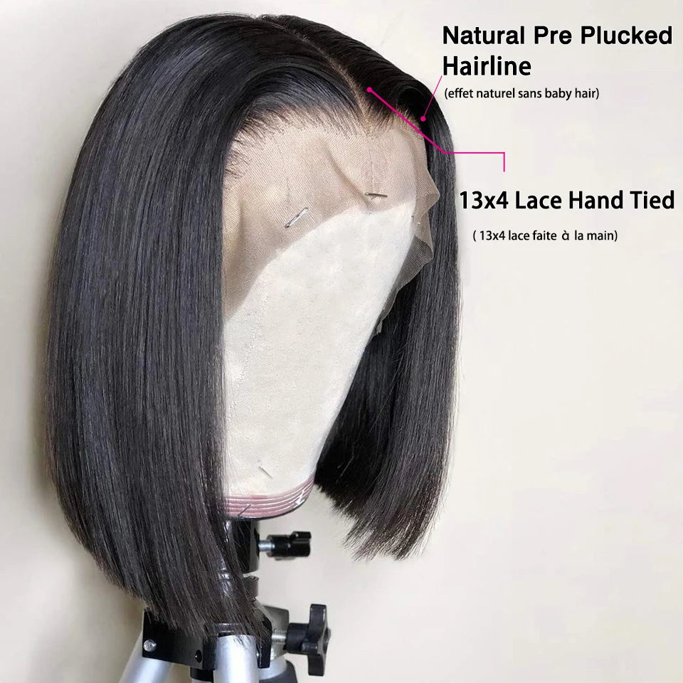 Human Hair Lace Frontal Wig Bob Hair Wig Humain Hair Straight Short Bob Lace With Baby Hair T Part For Women Pre Plucked YARRA