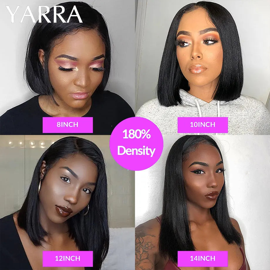 Human Hair Lace Frontal Wig Bob Hair Wig Humain Hair Straight Short Bob Lace With Baby Hair T Part For Women Pre Plucked YARRA