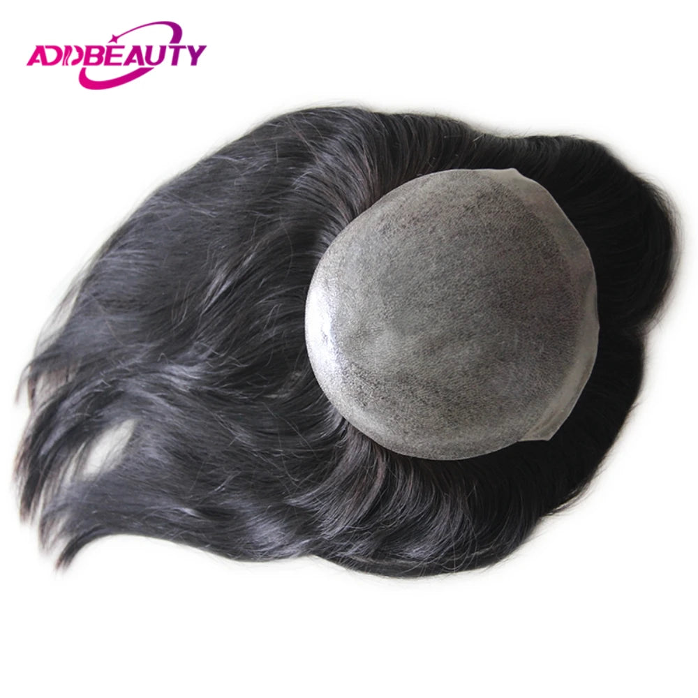 Straight Human Hair Wigs for Women Full PU Toupee 100% Real Human Hair Blonde Human Hair Replacement System Unit Natural Brown