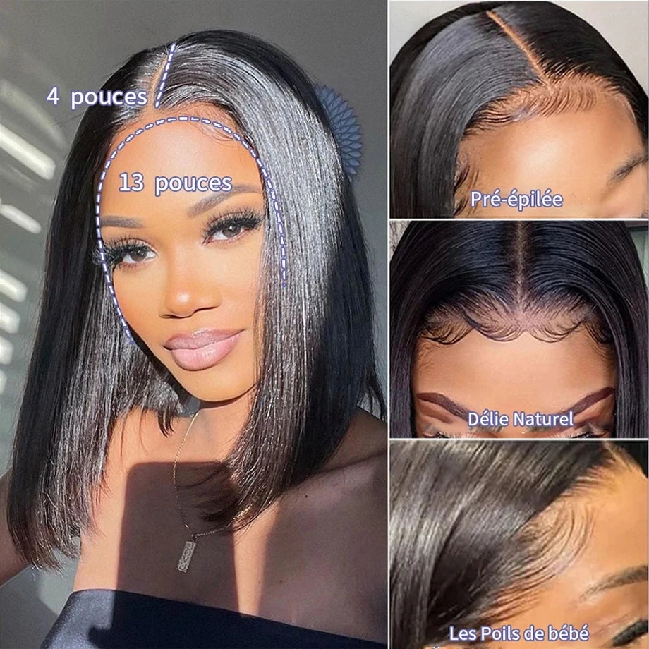Human Hair Lace Frontal Wig Bob Hair Wig Humain Hair Straight Short Bob Lace With Baby Hair T Part For Women Pre Plucked YARRA